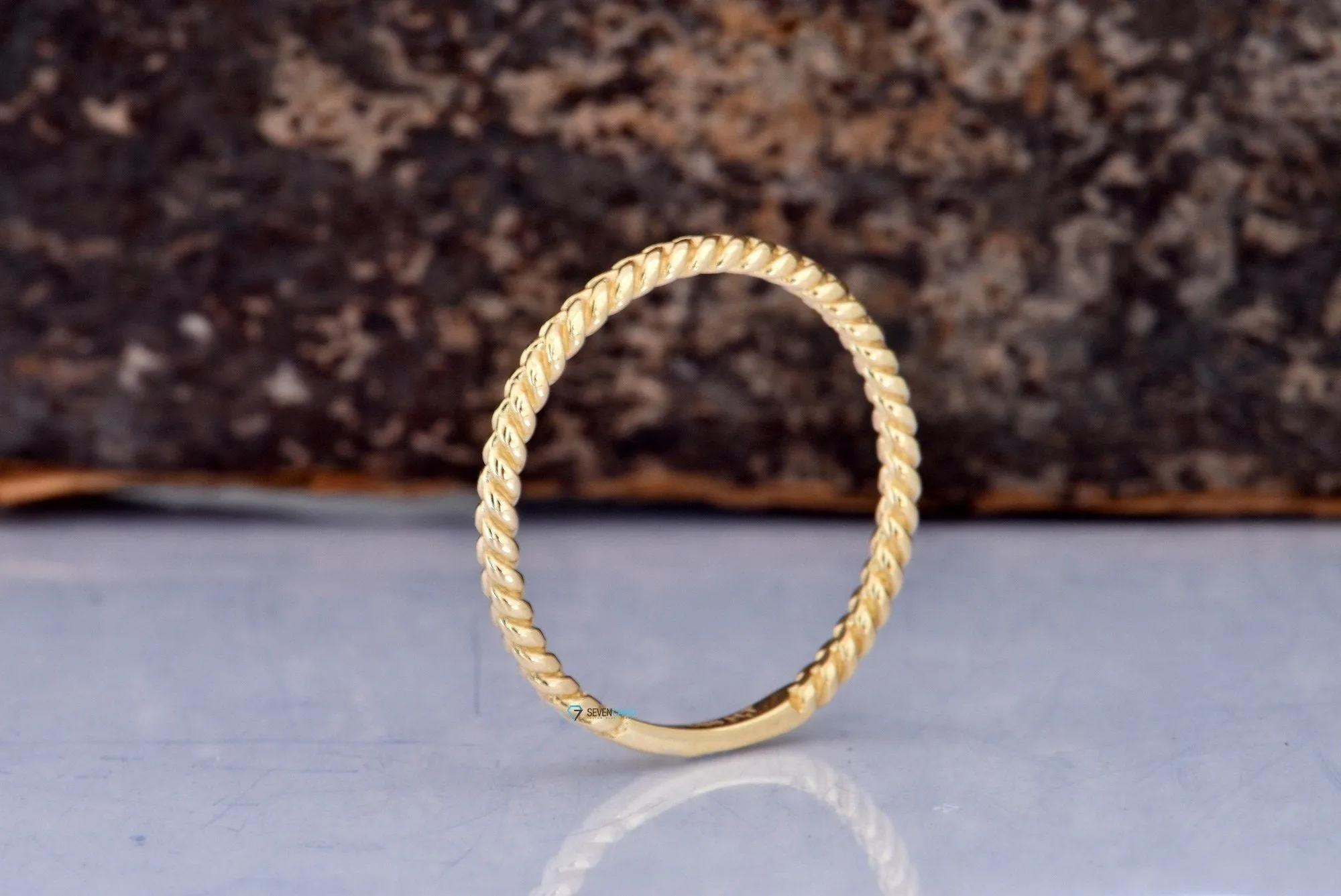 Thin wedding band for her for him Solid gold wedding band 14k - Stackable Ring