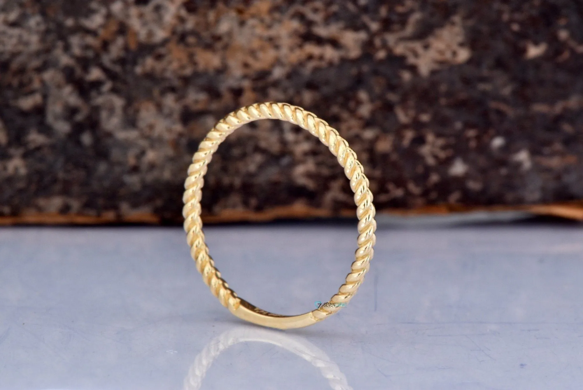 Thin wedding band for her for him Solid gold wedding band 14k - Stackable Ring
