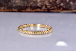 Thin wedding band for her for him Solid gold wedding band 14k - Stackable Ring