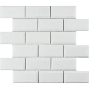 Tilefornia Thassos 2"X4" Deep Beveled Marble Subway Tile