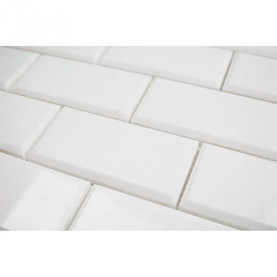 Tilefornia Thassos 2"X4" Deep Beveled Marble Subway Tile