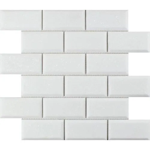 Tilefornia Thassos 2"X4" Deep Beveled Marble Subway Tile