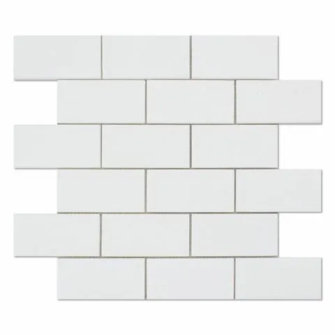 Tilefornia Thassos White 2"X4" Straight Edge Brick Marble Mosaic Tile