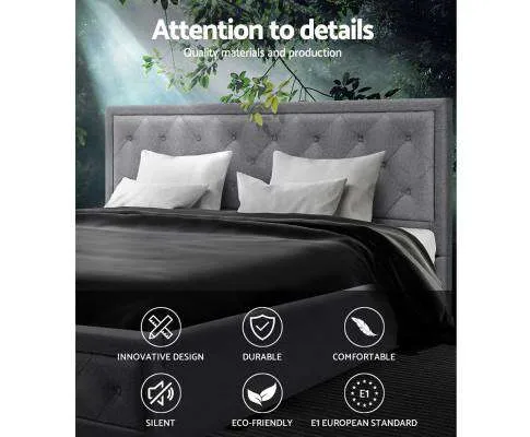 TIYO Gas Lift Bed Frame Base With Storage Mattress Fabric - Grey
