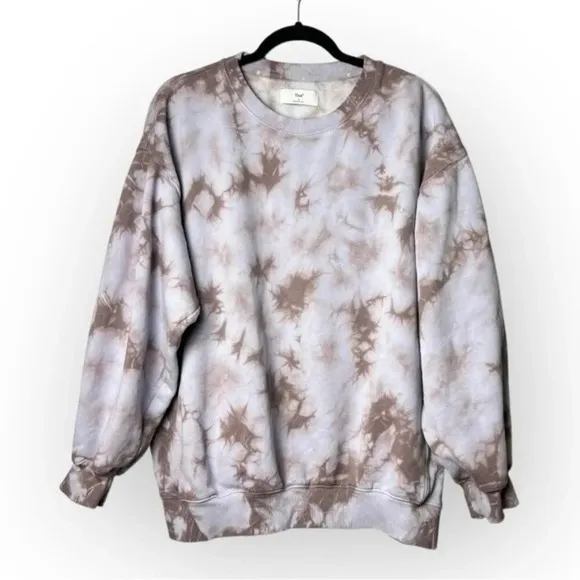 Tna Aritzia Cozy Fleece Boyfriend Crewneck in Purple Tie Dye 2