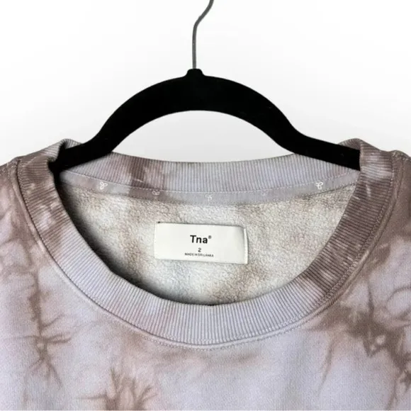 Tna Aritzia Cozy Fleece Boyfriend Crewneck in Purple Tie Dye 2