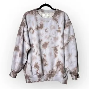 Tna Aritzia Cozy Fleece Boyfriend Crewneck in Purple Tie Dye 2