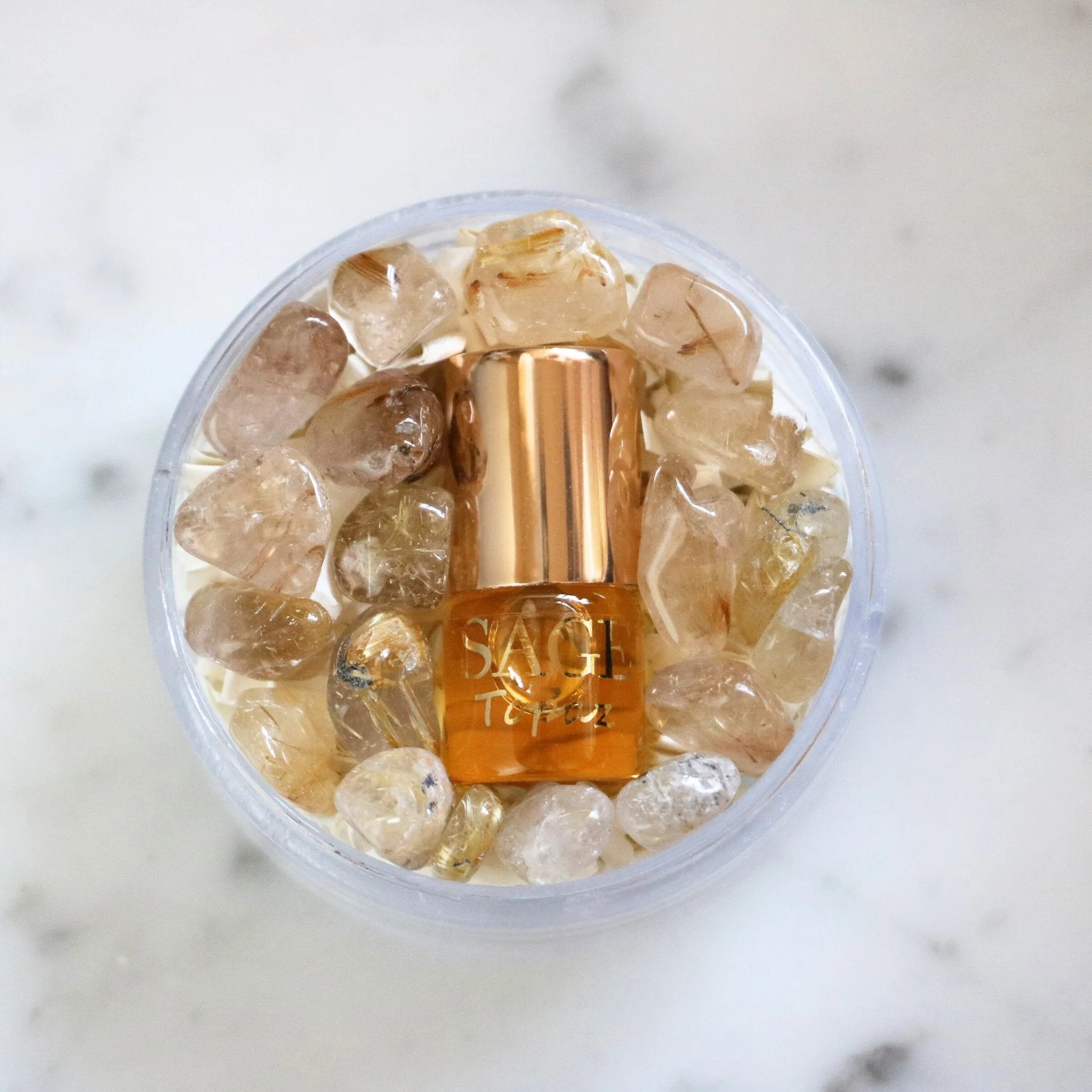 Topaz Perfume Oil Concentrate Mini Rollie with Gemstones by Sage