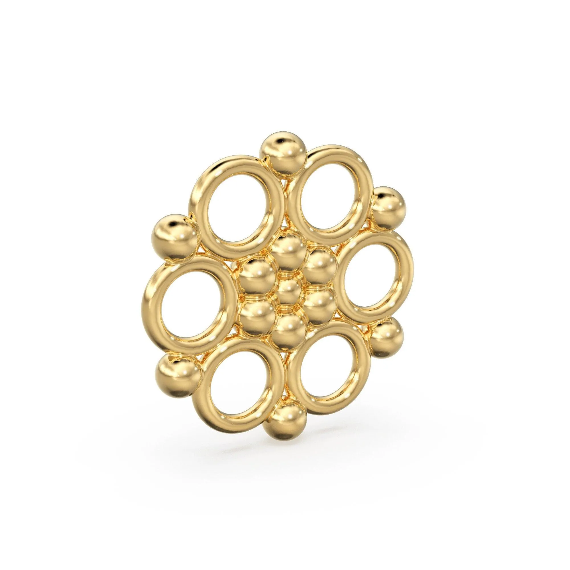 Tribal Style Handmade Solid Gold Bead Spacer Jewelry Making Supplies Finding 13mm