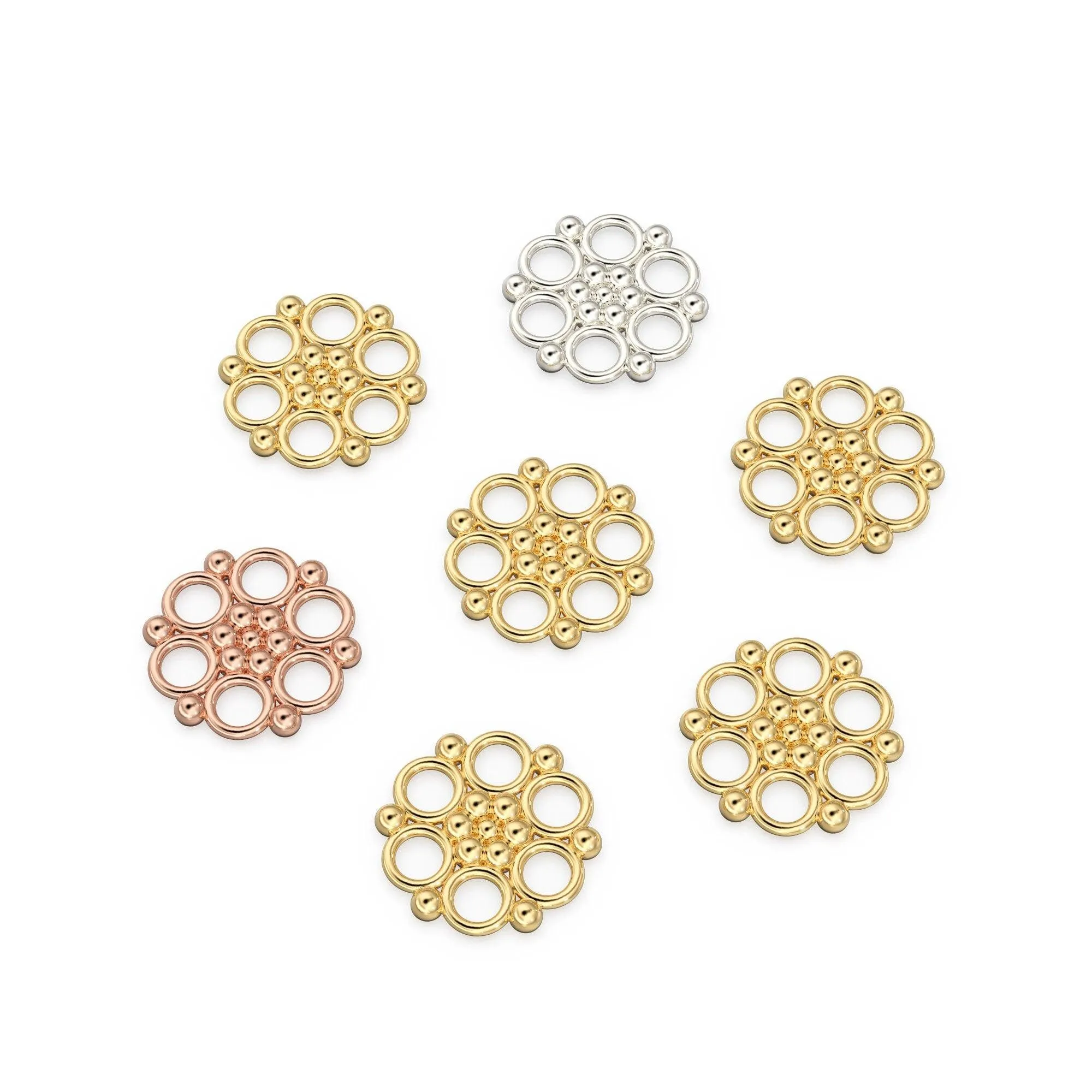 Tribal Style Handmade Solid Gold Bead Spacer Jewelry Making Supplies Finding 13mm