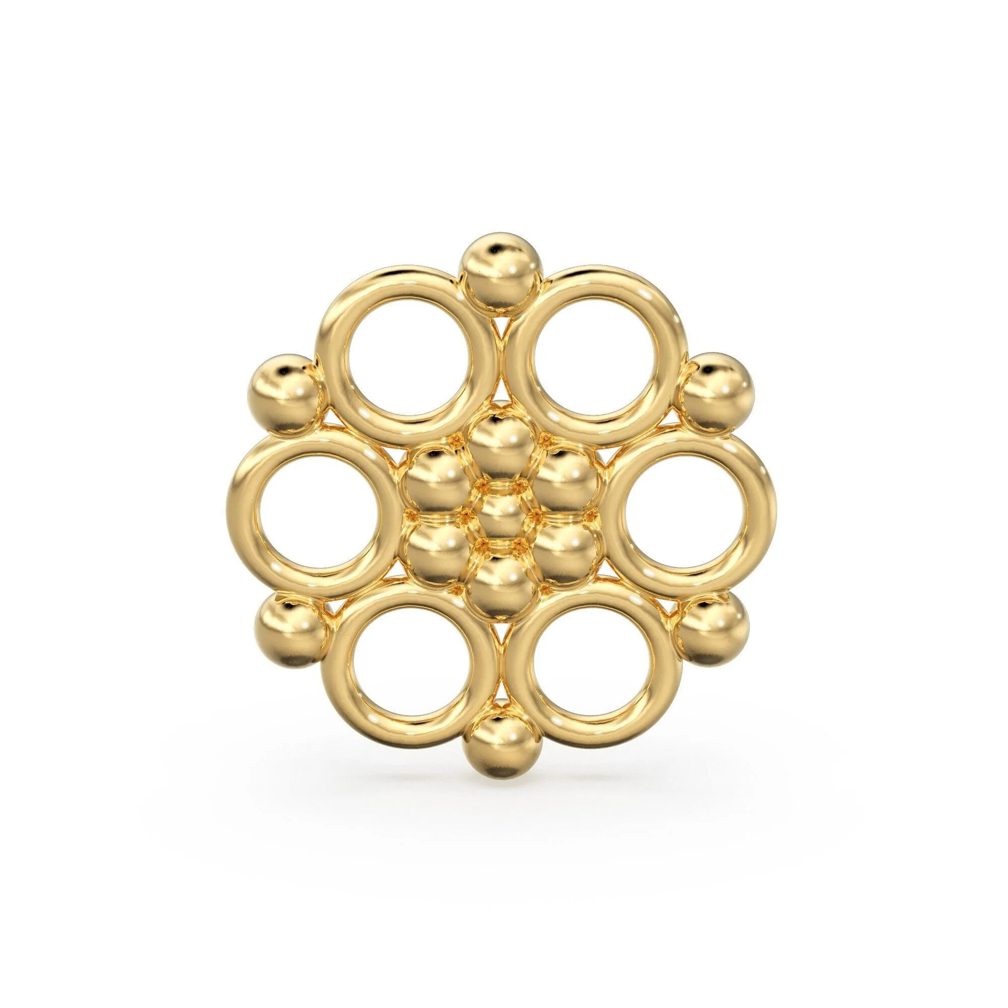 Tribal Style Handmade Solid Gold Bead Spacer Jewelry Making Supplies Finding 13mm