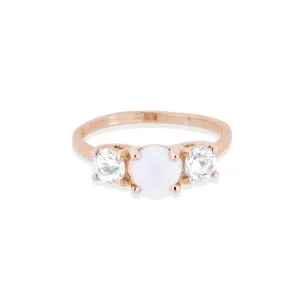Trio Opal and White Sapphire Rose Gold Ring