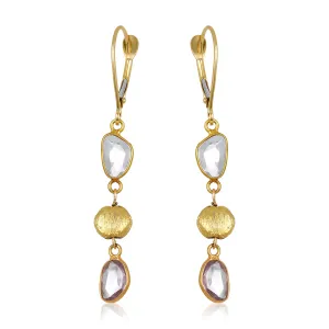 Trio Pink Sapphire Drop Earrings in 14k