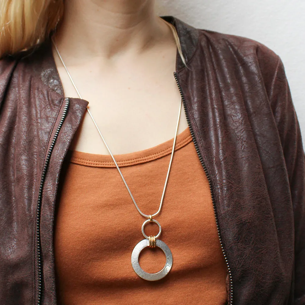 Triple Linked Rings Long Necklace