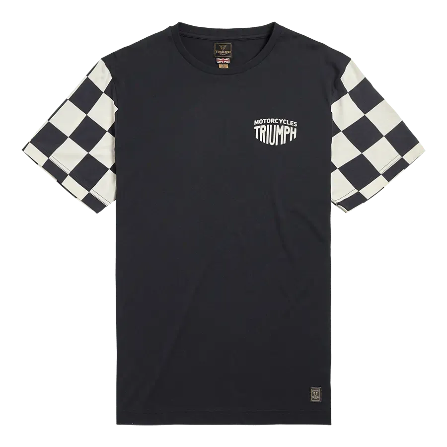 Triumph Preston Checkerboard Sleeve Tee in Black and Bone