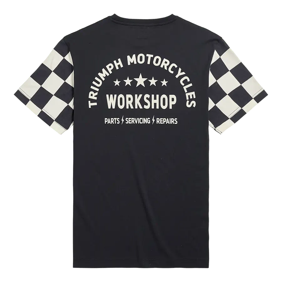 Triumph Preston Checkerboard Sleeve Tee in Black and Bone