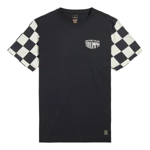 Triumph Preston Checkerboard Sleeve Tee in Black and Bone