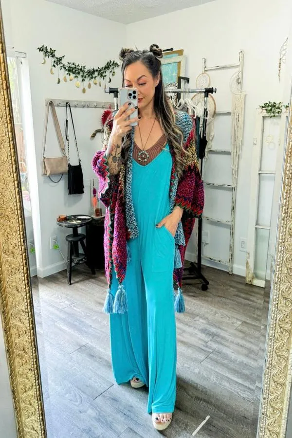 Turquoise Racerback Jumpsuit