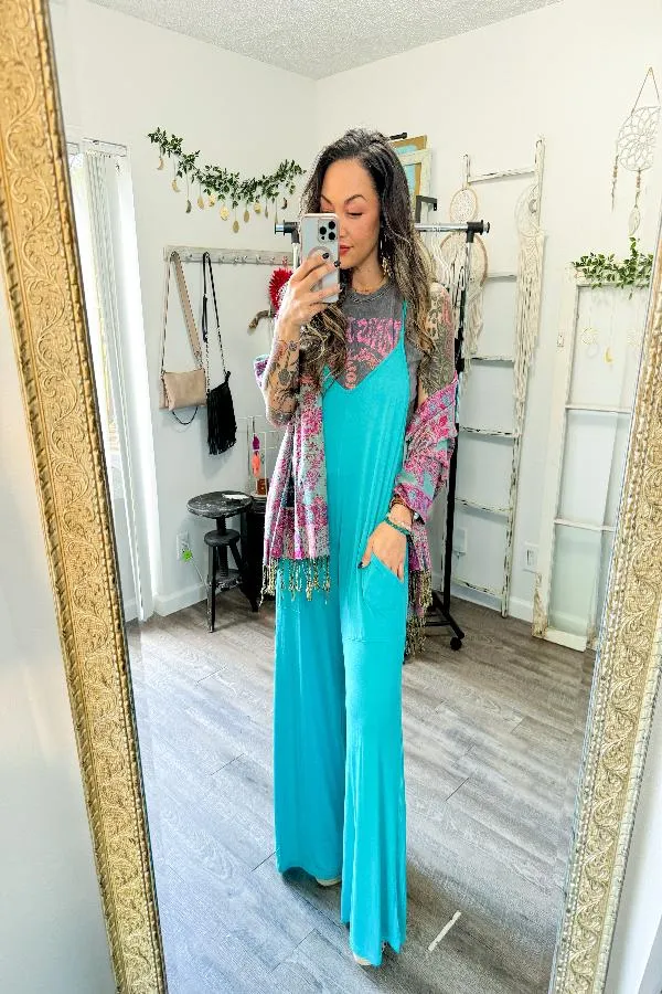 Turquoise Racerback Jumpsuit