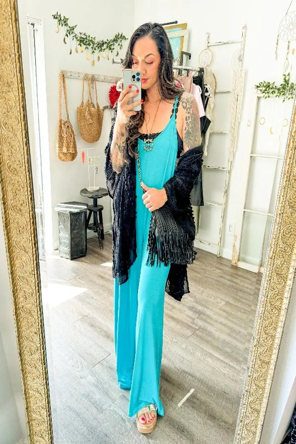 Turquoise Racerback Jumpsuit