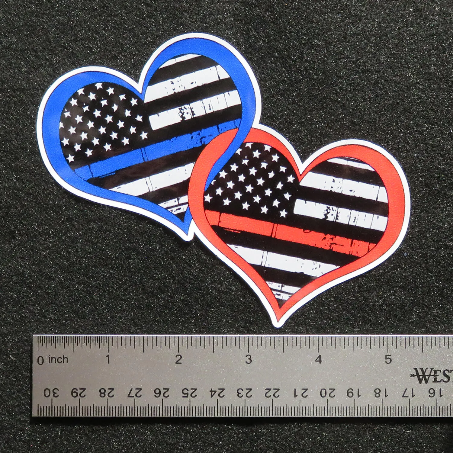 Two Hearts Linked Thin Blue Line Thin Red Line Vinyl Decal