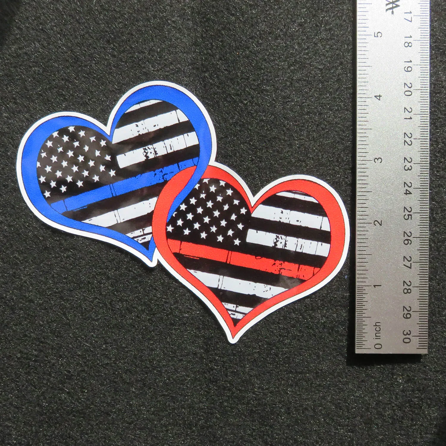 Two Hearts Linked Thin Blue Line Thin Red Line Vinyl Decal