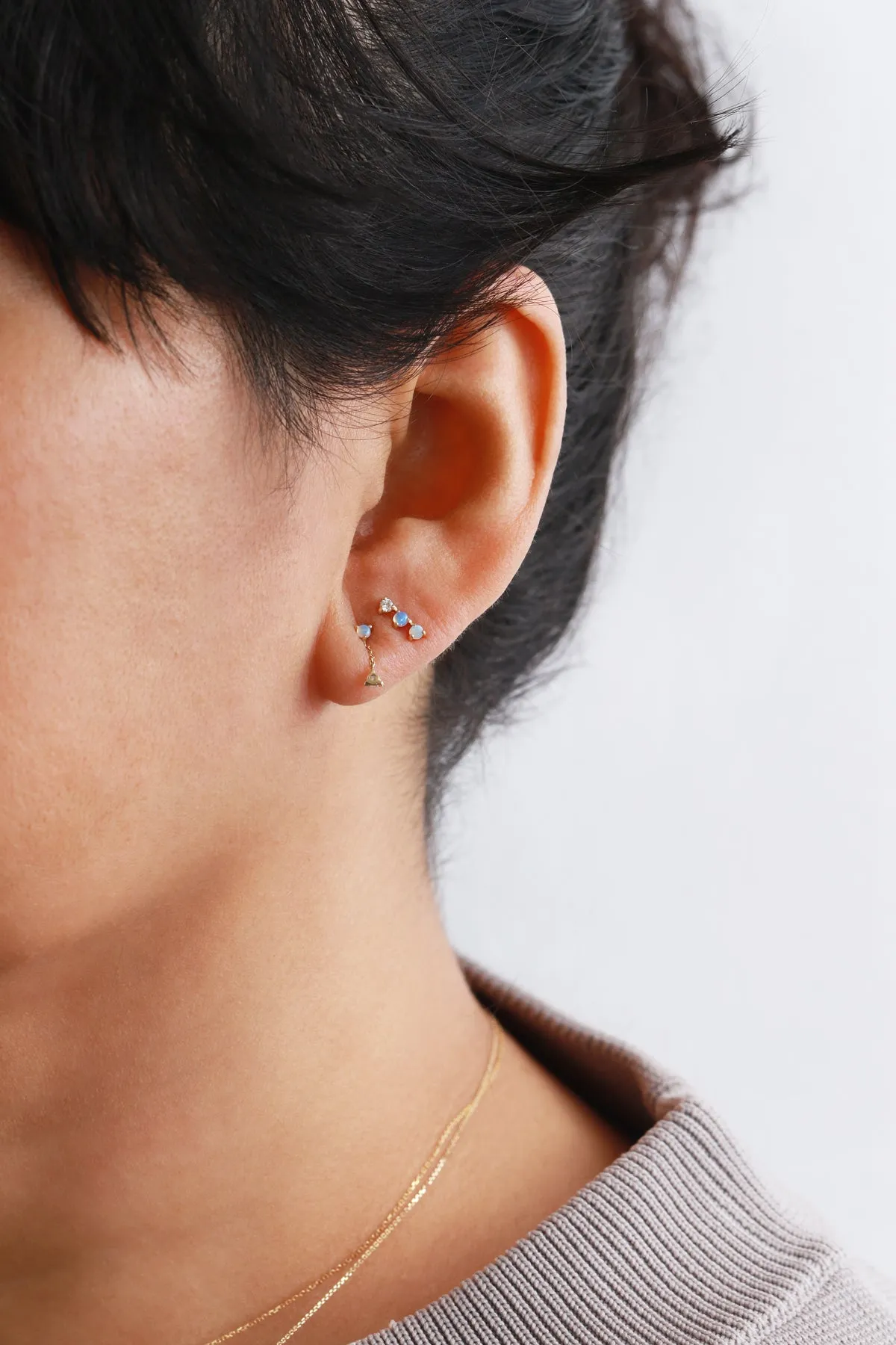 Two-Step Chain Earring (Half Pair) by WWAKE