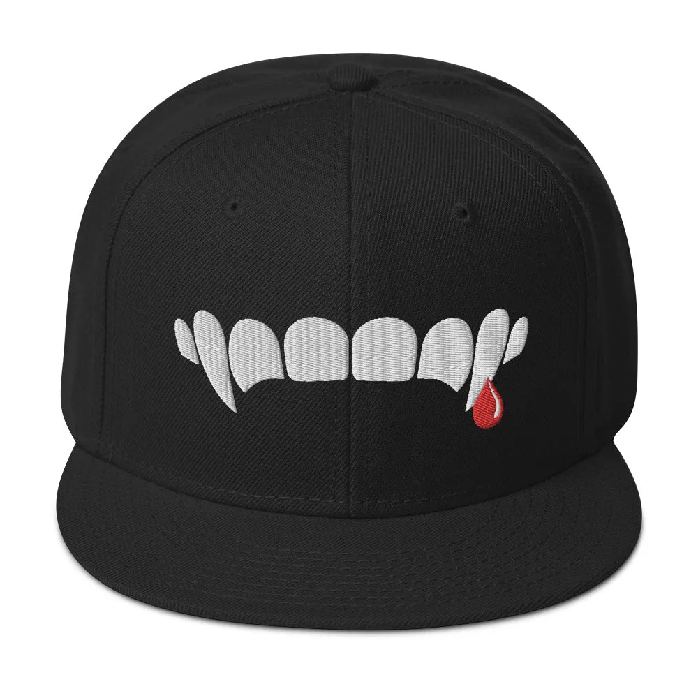 Vampire Teeth Blood Drop Snapback Hat