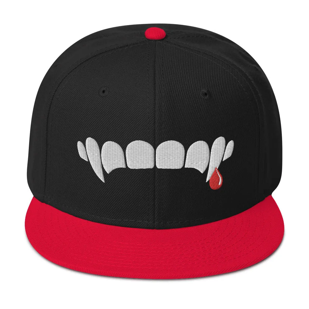 Vampire Teeth Blood Drop Snapback Hat