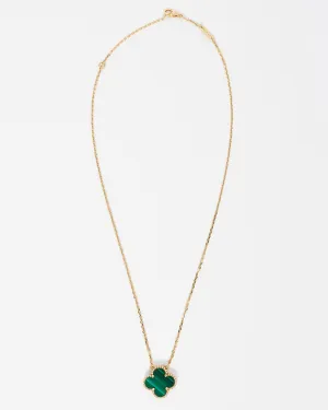 Van Cleef & Arpels 18k Gold Malachite Vintage Alhambra Necklace