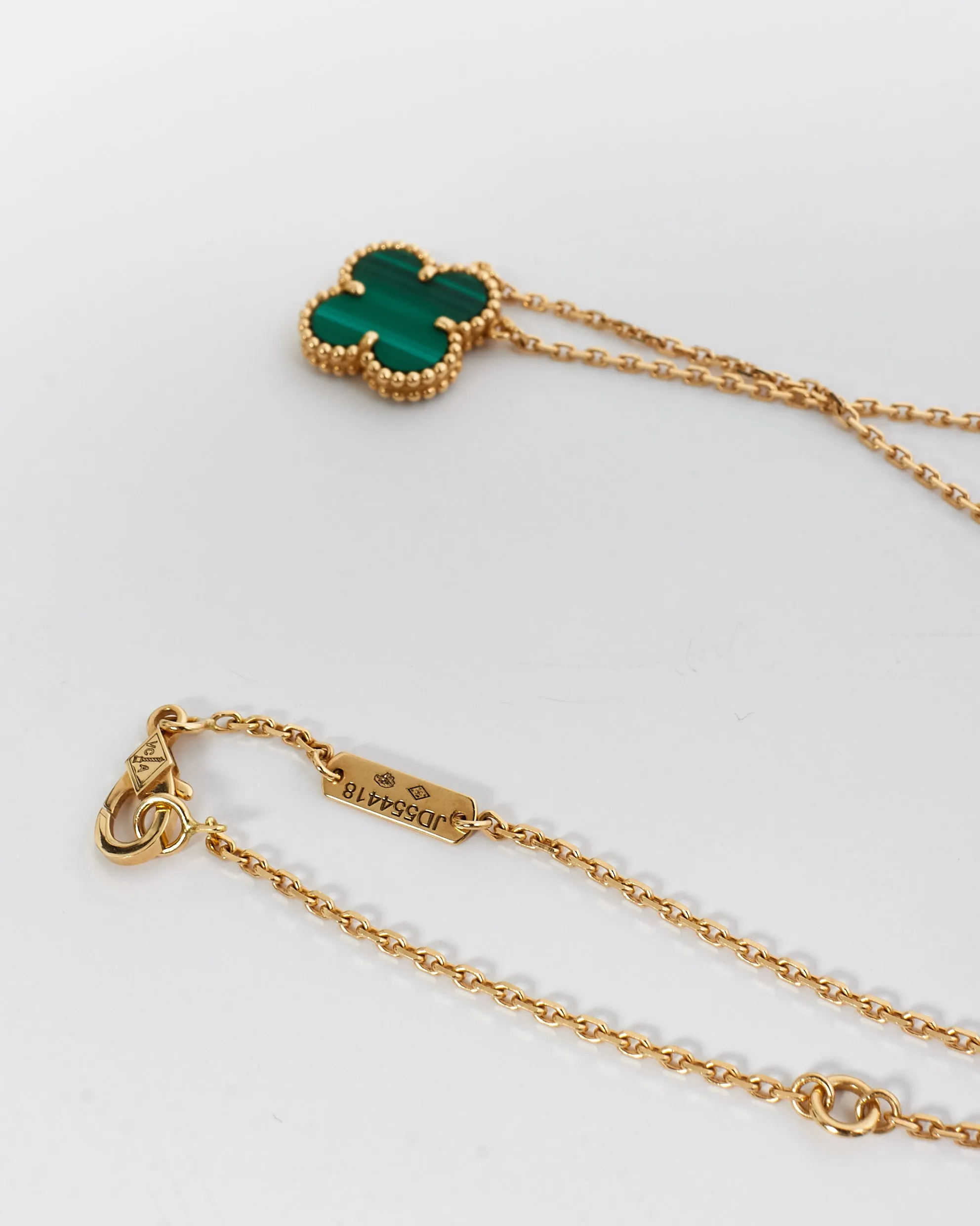 Van Cleef & Arpels 18k Gold Malachite Vintage Alhambra Necklace