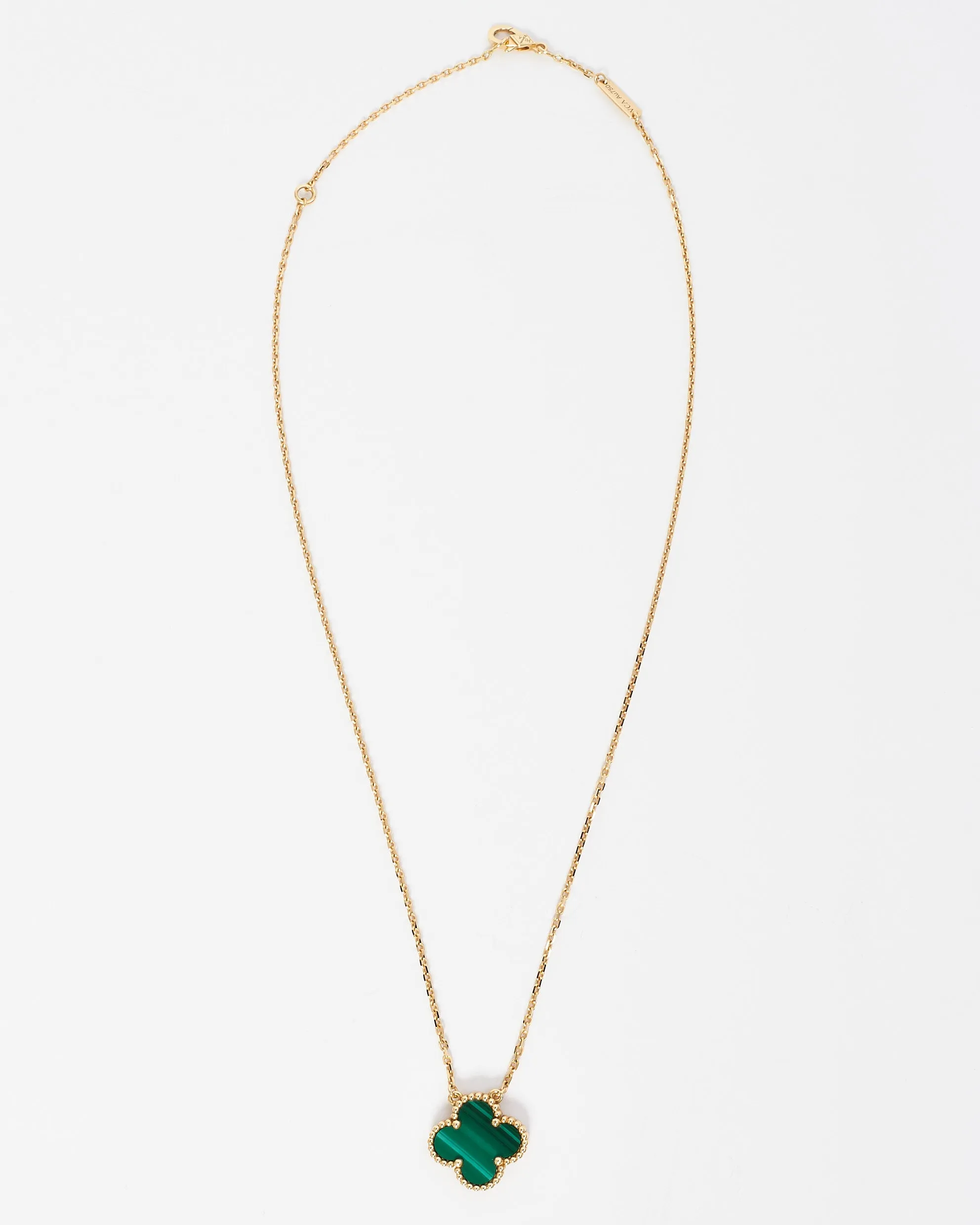 Van Cleef & Arpels 18k Gold Malachite Vintage Alhambra Necklace