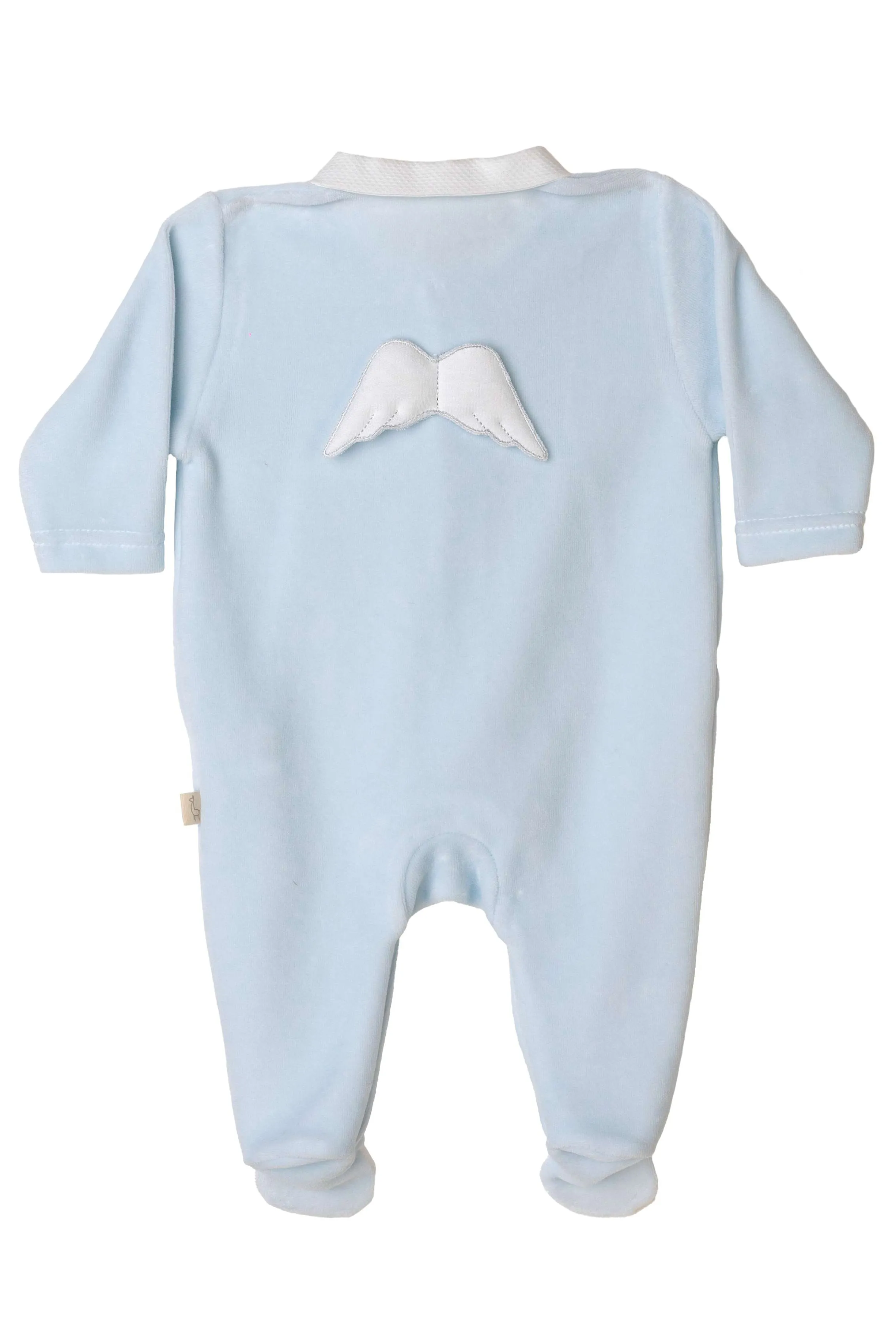 Velour Angel Wing Rounded Collar Sleepsuit