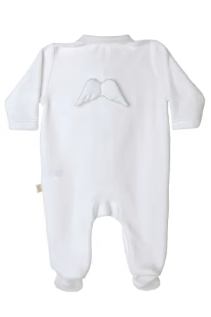Velour Angel Wing Rounded Collar Sleepsuit
