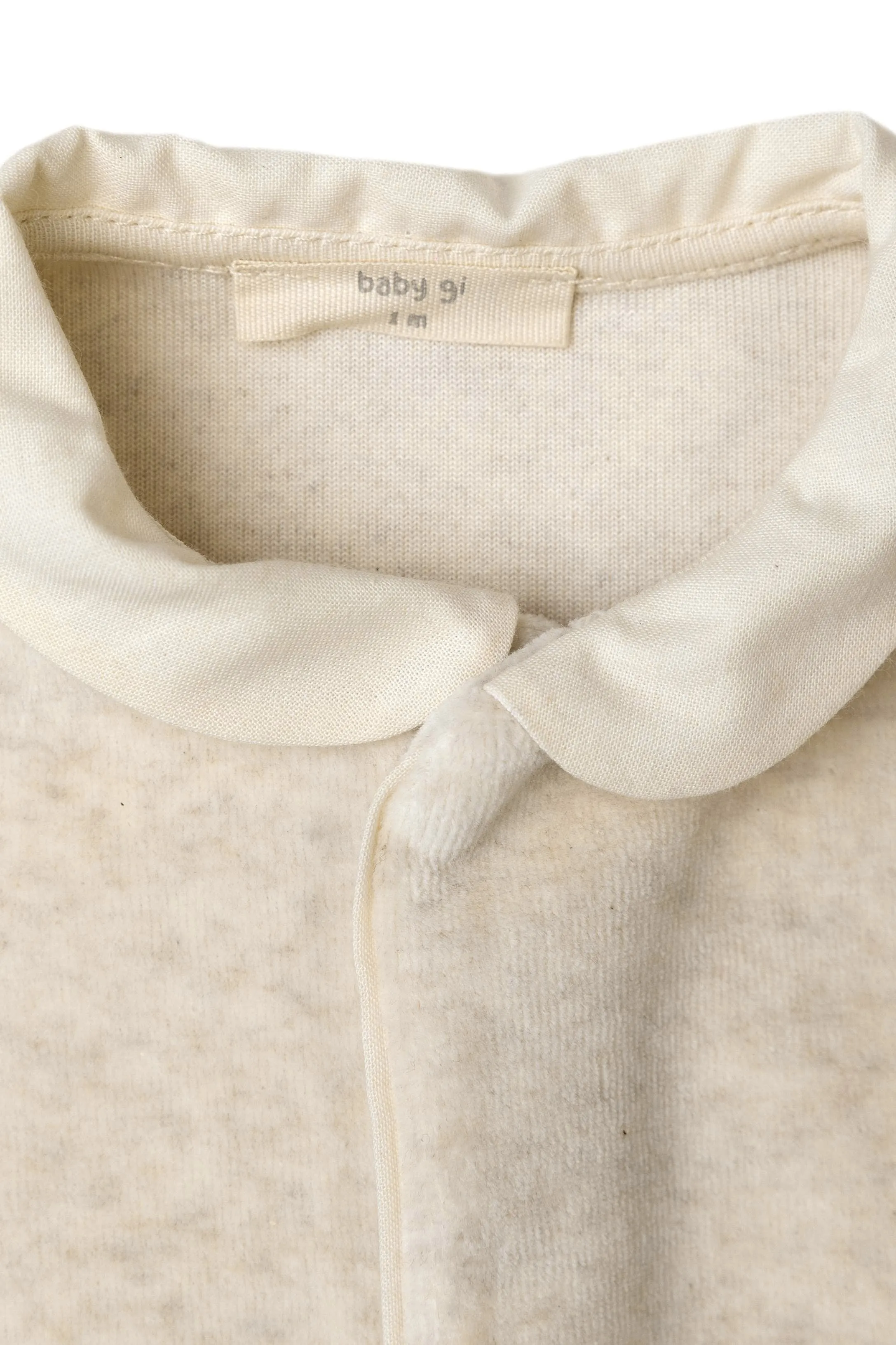Velour Angel Wing Rounded Collar Sleepsuit