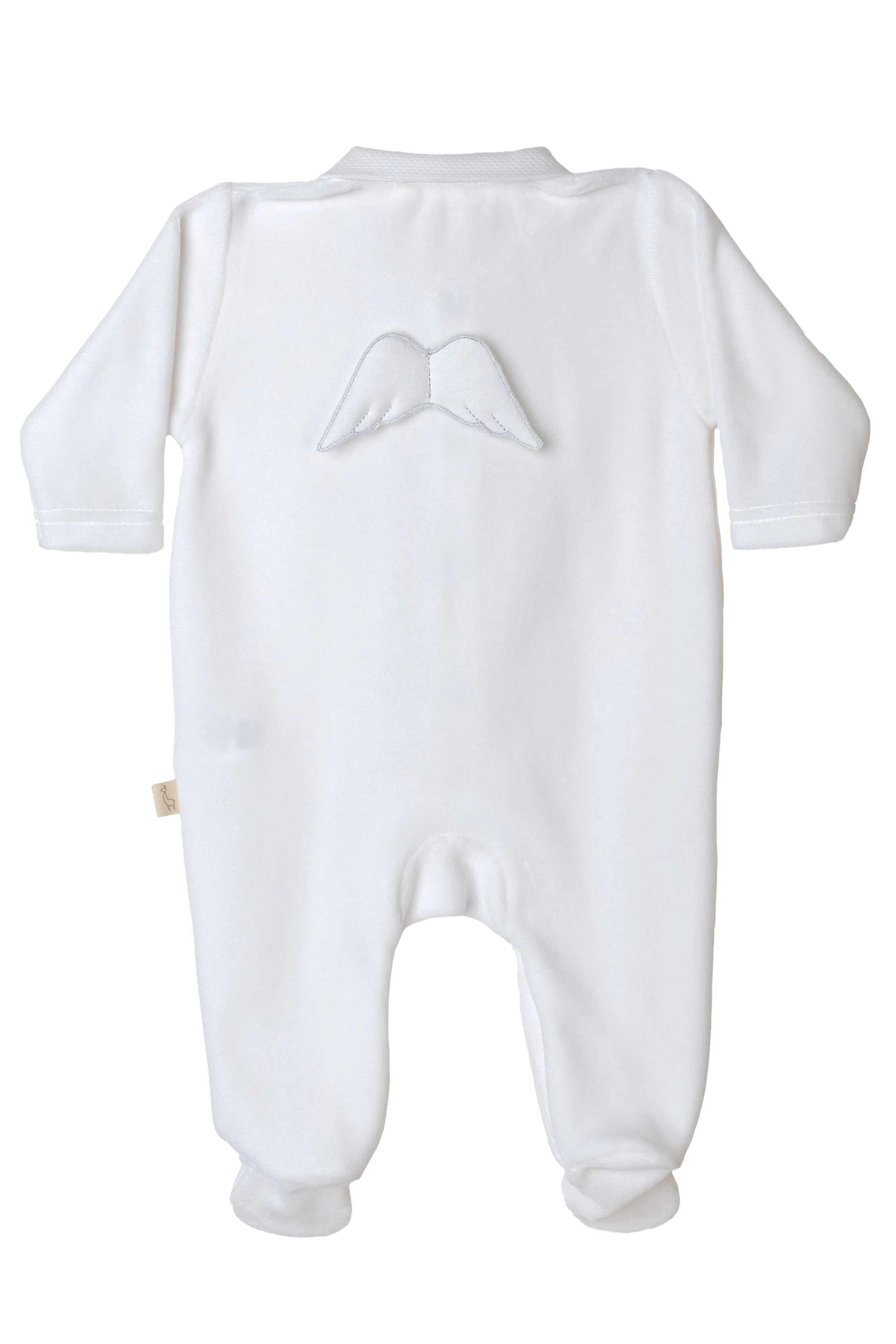 Velour Angel Wing Rounded Collar Sleepsuit