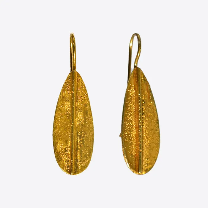Vermeil Oval Leaf Earrings