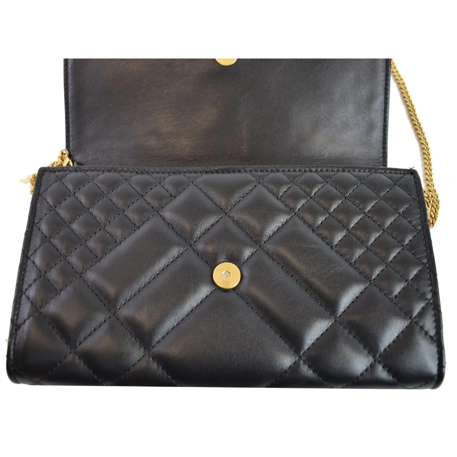 VERSACE Icon Quilted Leather Wallet on a Chain Crossbody Bag Black
