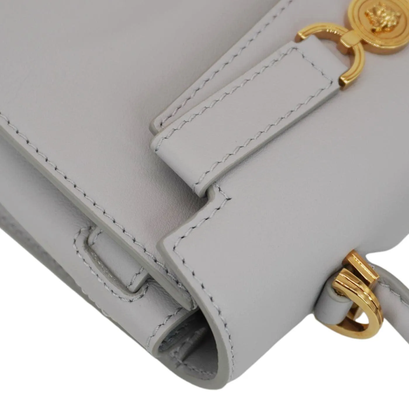 VERSACE Medusa 95 Leather Top Handle Shoulder Bag Gray