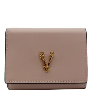 VERSACE Virtus Bifold Leather Wallet Light Pink