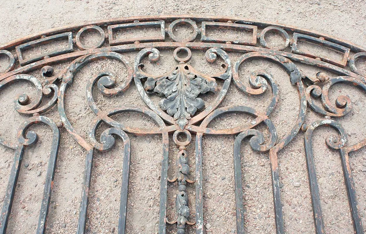 Very Large Argentine Beaux Arts Wrought Iron Arched Gate Panel
