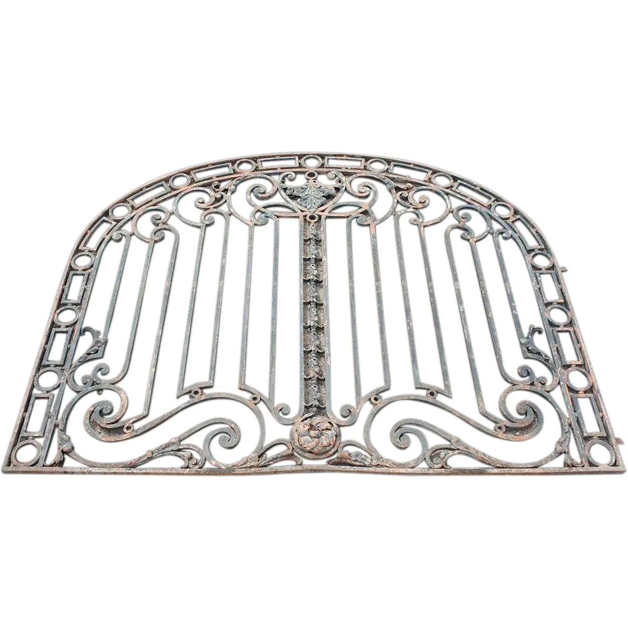 Very Large Argentine Beaux Arts Wrought Iron Arched Gate Panel