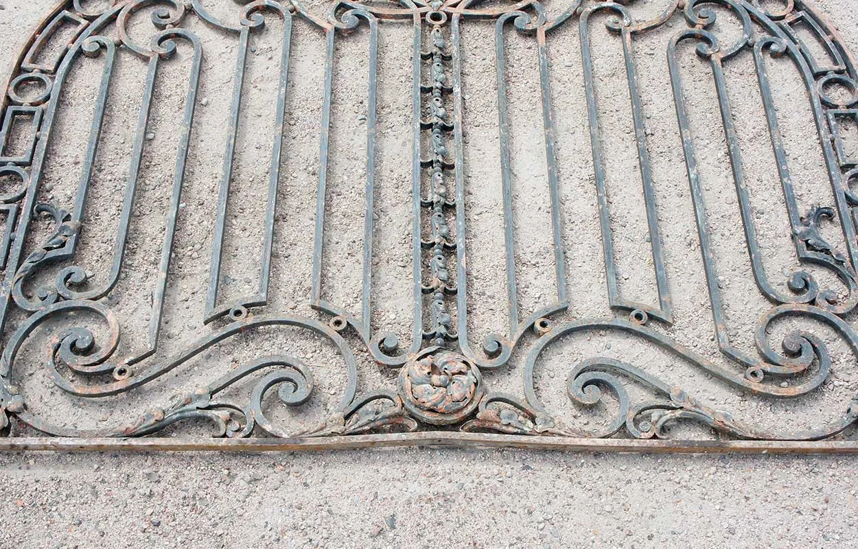 Very Large Argentine Beaux Arts Wrought Iron Arched Gate Panel