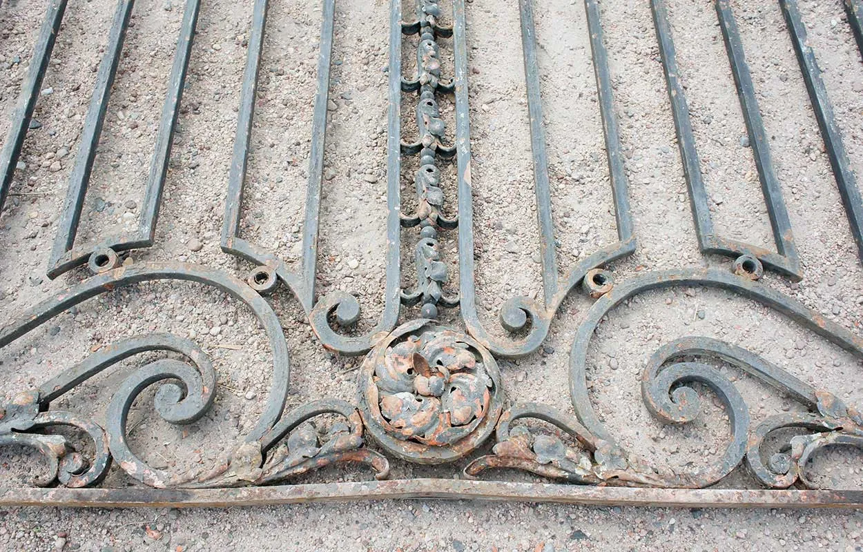 Very Large Argentine Beaux Arts Wrought Iron Arched Gate Panel