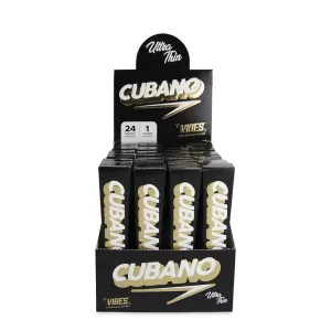 Vibes Cubano Ultra Thin Cones King Size - (24 Packs Per Box-1 Cone Per Pack)