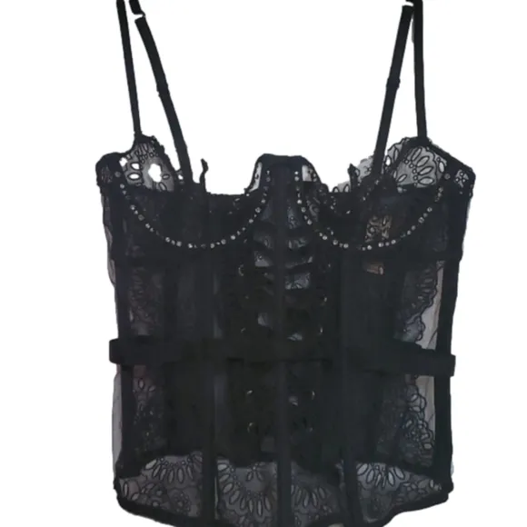 Victoria's Secret Black Lace Corset Bra.