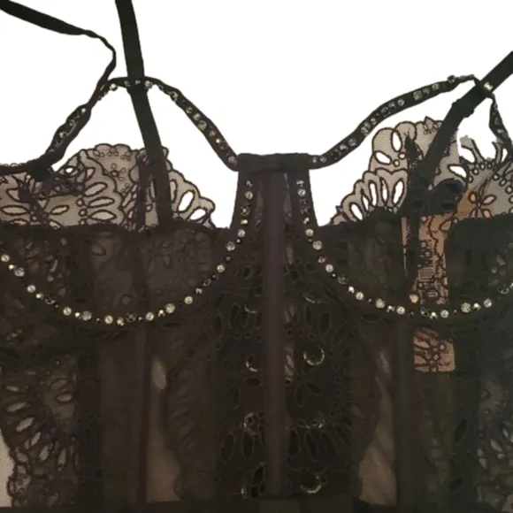 Victoria's Secret Black Lace Corset Bra.