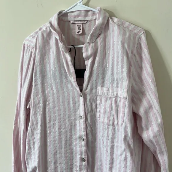 Victoria's Secret The Mayfair 2-Piece Pink White Striped Pajama Set Size Medium