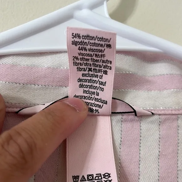 Victoria's Secret The Mayfair 2-Piece Pink White Striped Pajama Set Size Medium