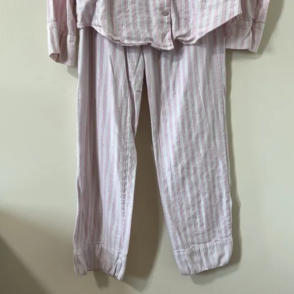 Victoria's Secret The Mayfair 2-Piece Pink White Striped Pajama Set Size Medium